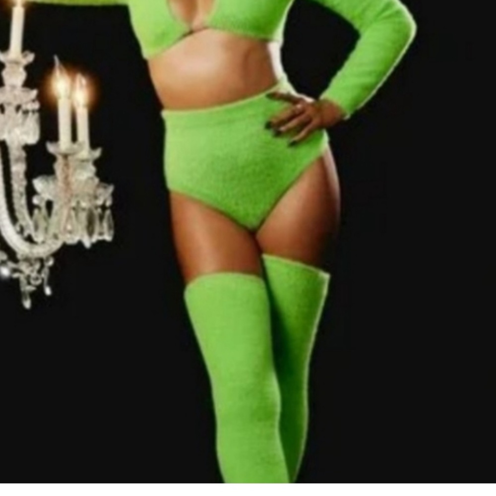Savage fanty Rihanna’s fuzzy fluff new high thigh socks tights stockings OS NWT